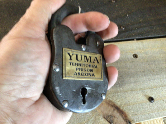 LARGE WORKING Yuma Territorial Prison Cast Iron Lock W/ 2 Keys 4 1/2" X 2 1/2"