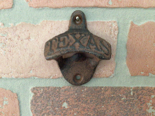 Cast Iron "Texas" Bottle Opener Rustic Wall Mount Lone Star State Man Cave Beer